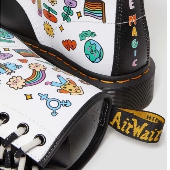 You Are A Star Wednesday Holmes Pride black and white 1460 unisex boots - Picture 10 of 11